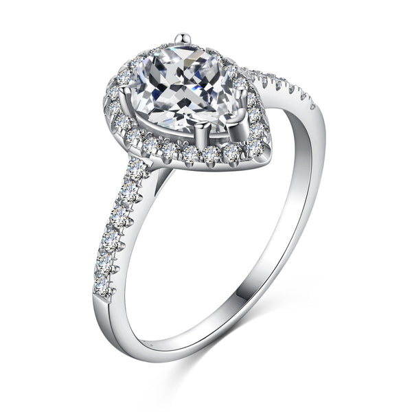 <MAGIC>1.0 Carat Luxurious Resplendent Water Drop Shape Wedding Ring