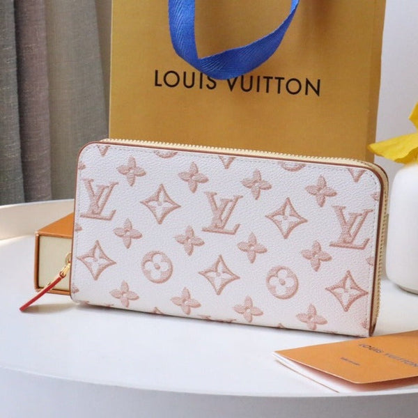 CLEMENCE WALLET 19.5 WHITE PINK MONOGRAM CANVAS