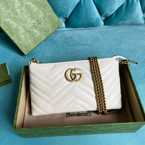 GG MARMONT MINI 22 HANDBAG IN WHITE CALFSKIN