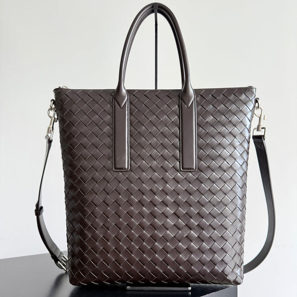 BOTTEGA VENETA 25S ANDIAMO LARGE INTRECCIATO 39 IN DARK BROWN CALFSKIN