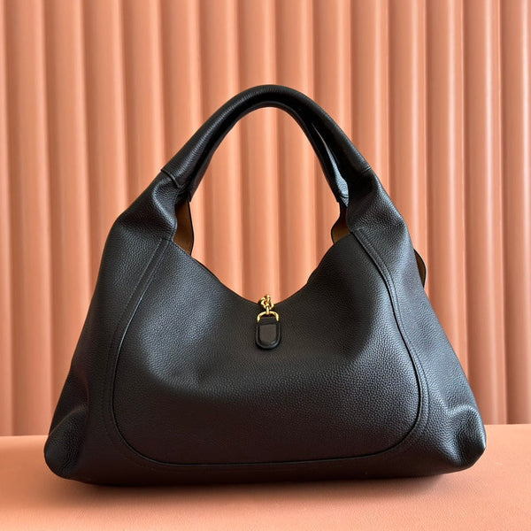 SOFTBIT MAXI SHOULDER BAG 46 IN BLACK GRAINY LAMBSKIN