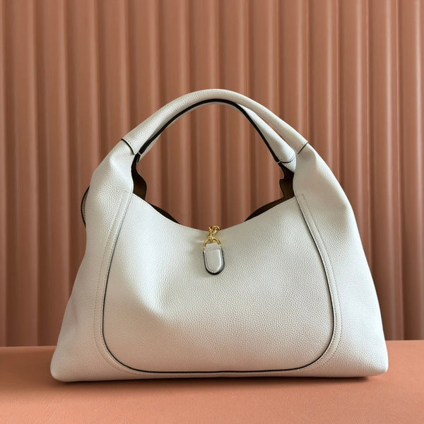 SOFTBIT MAXI SHOULDER BAG 46 IN WHITE GRAINY LAMBSKIN