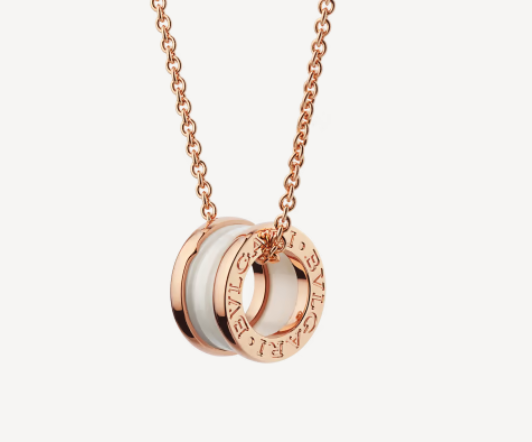 <MAGIC>ZERO 1 WHITE CERAMIC PINK GOLD NECKLACE